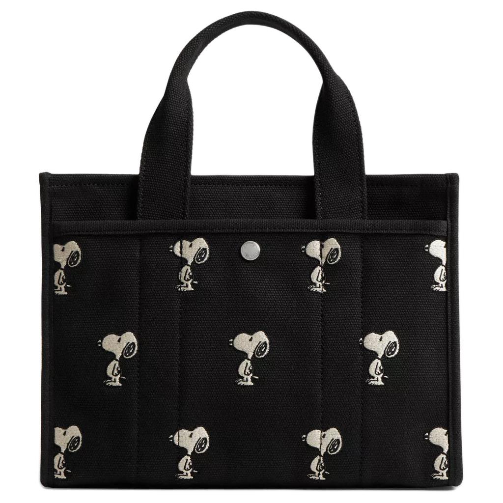 Coach X Peanuts Snoopy Коллаборация Грузовая 26 Сумка-тоут Женская тоут Черная CBF70-SVA47