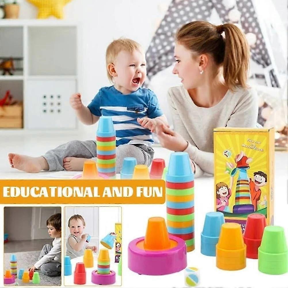 Tabletop Competitive Cup Stacking Game, Color Stacking Challenge Game, Speed Cup