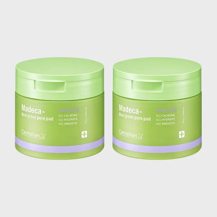 CENTELLIAN24 Madeca Real Green Pore Pore Pad 60 штук 2 упаковки Эссенция центеллы азиатской Успокаивающее Очищающее Сужающее Осветляющее