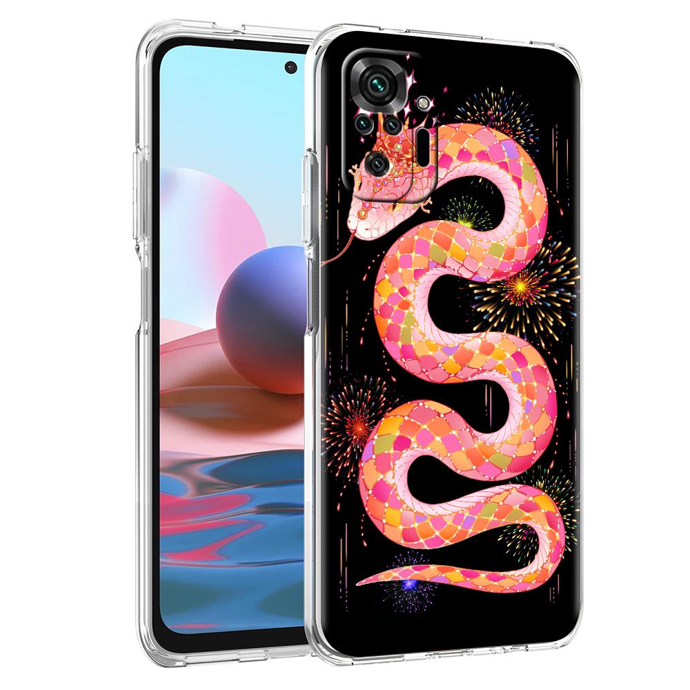 Прозрачный чехол для телефона для Redmi 13C 12C 10C Note 13 12 11 11T K40 Gaming Plus Pro 4G 5G Мягкий ТПУ чехол-оболочка Новогодний мешок-змея