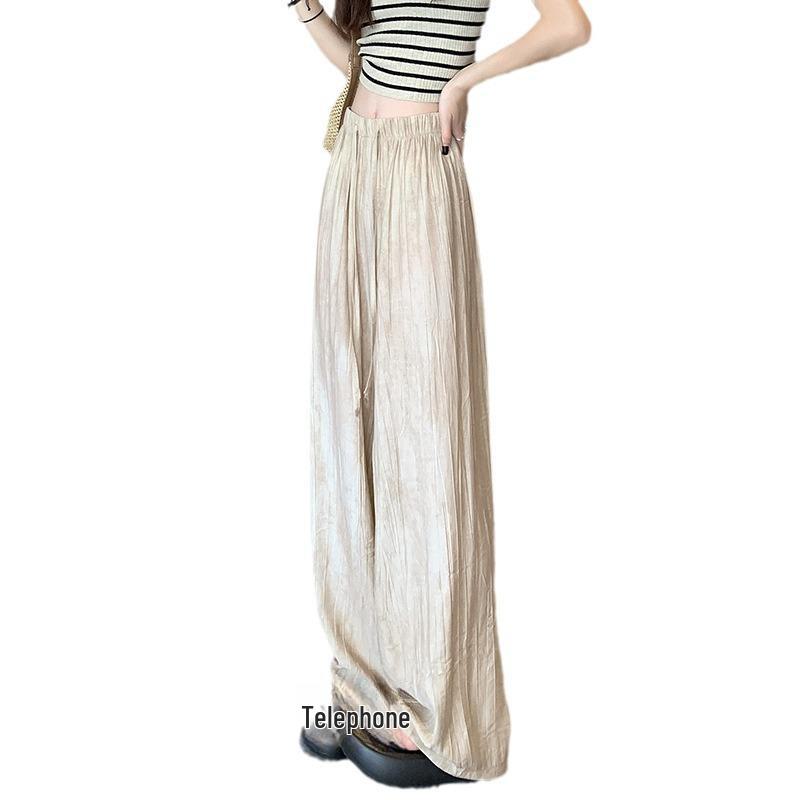 Женские широкие брюки из шелка Ice Silk с высокой талией и принтом тай-дай — облегающие, стильные и с защитой от солнца для лета