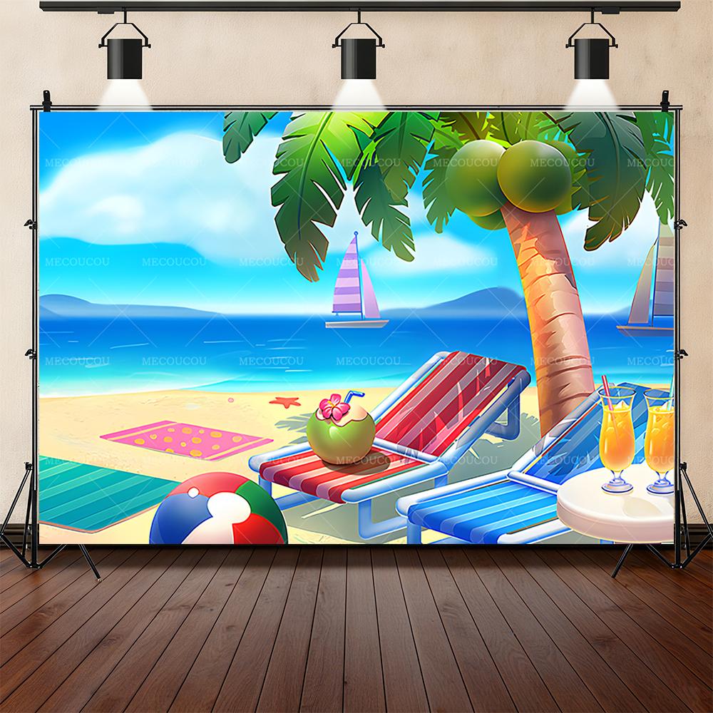Summer pool party friends gathering decoration background slide seaside beach coconut tree photo studio photography background