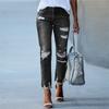 2025 Washed Ripped Tassel Skinny Stretch Jeans for Women - European & American Style