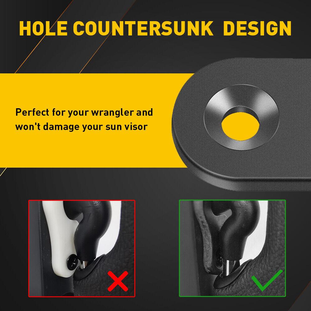 2Pcs For 18-22 Jeep Wrangler JK JL Gladiator JT Sun Visor Clip with Screws Black