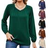 2024 Европейская и Американская Осень И Зима Новинка Однотонная Свободная Футболка С Длинными Рукавами и V-образным Вырезом Повседневный Топ Для Женщин