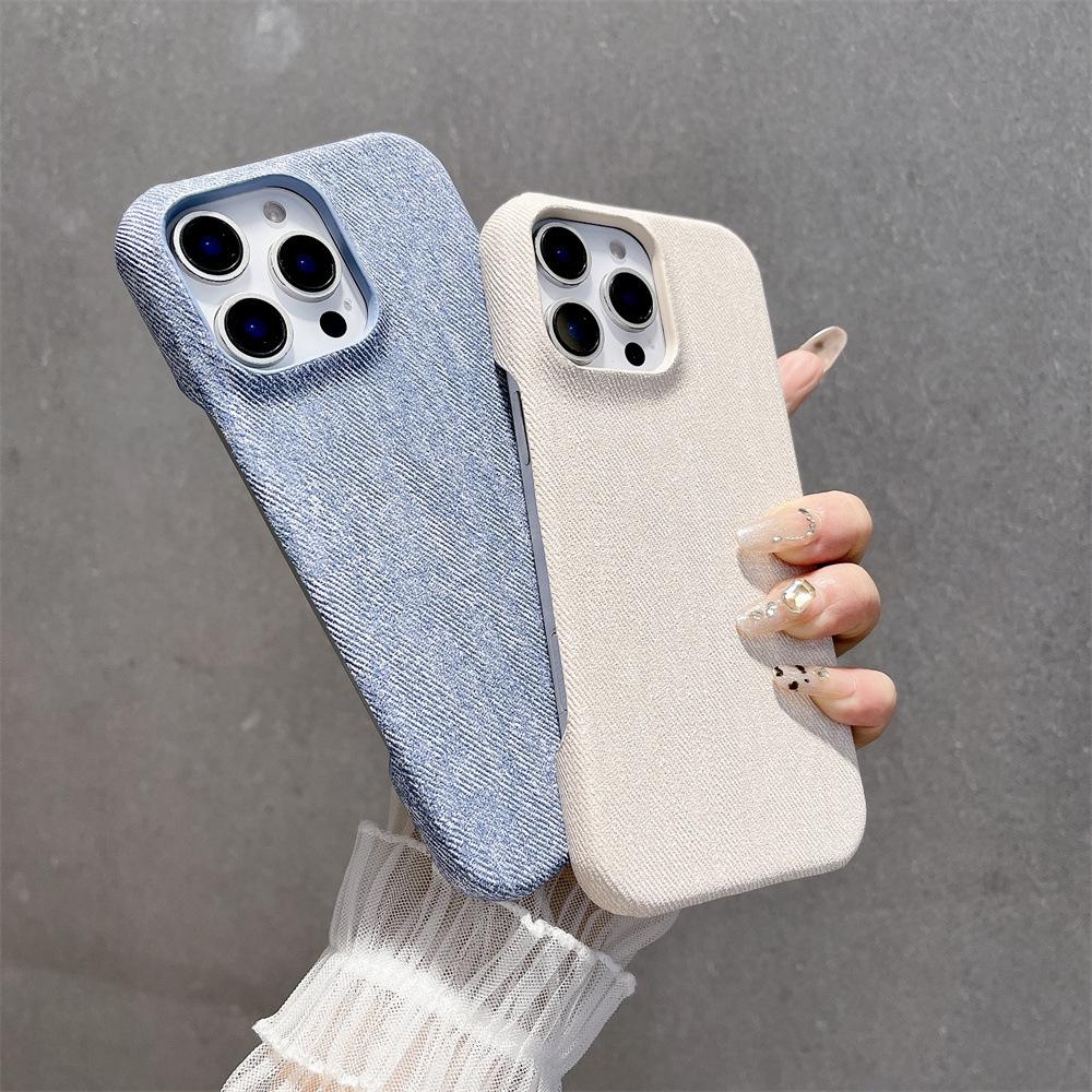 Applicable To IPhone16proMax Half Pack Denim Phone Case New Apple 15 Premium Sense Anti Fall Protection Case