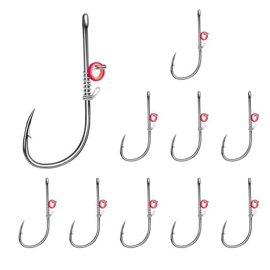 10 шт./набор из 10 штук, крючок для фиксации живой креветки, прочный рыболовный крючок из углеродистой стали с зазубринами и отверстием для ловли сома, окуня и пресноводной соленой воды