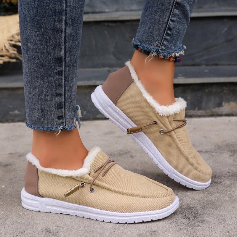 Plus Size Shoes for Women 36-43 Winter Fashion Lace Up Platform Warm Plush Flats Sneakers Comfortable Non-slip Footwear
