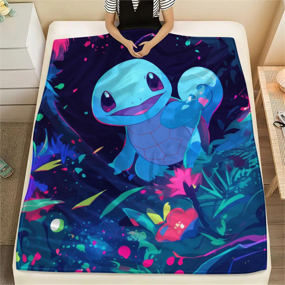 Squirtle  Print Flannel Blanket, High quality Comfortable for All Seasons, Home Decor, Warmth and Comfort