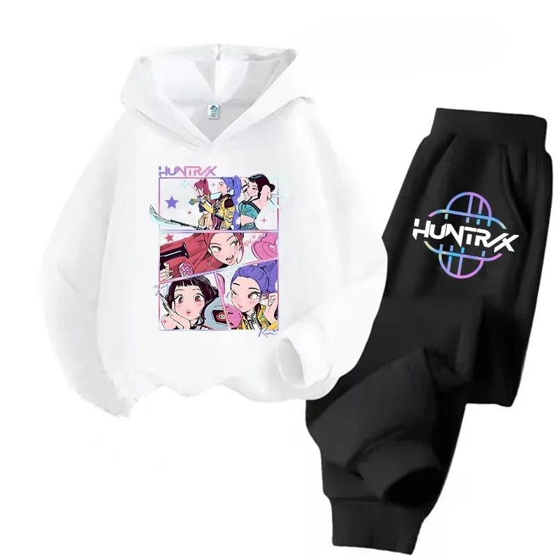 Детская толстовка Kpop Охотник на демонов с принтом + Аниме Мультяшные штаны Комплект для девочки и мальчика