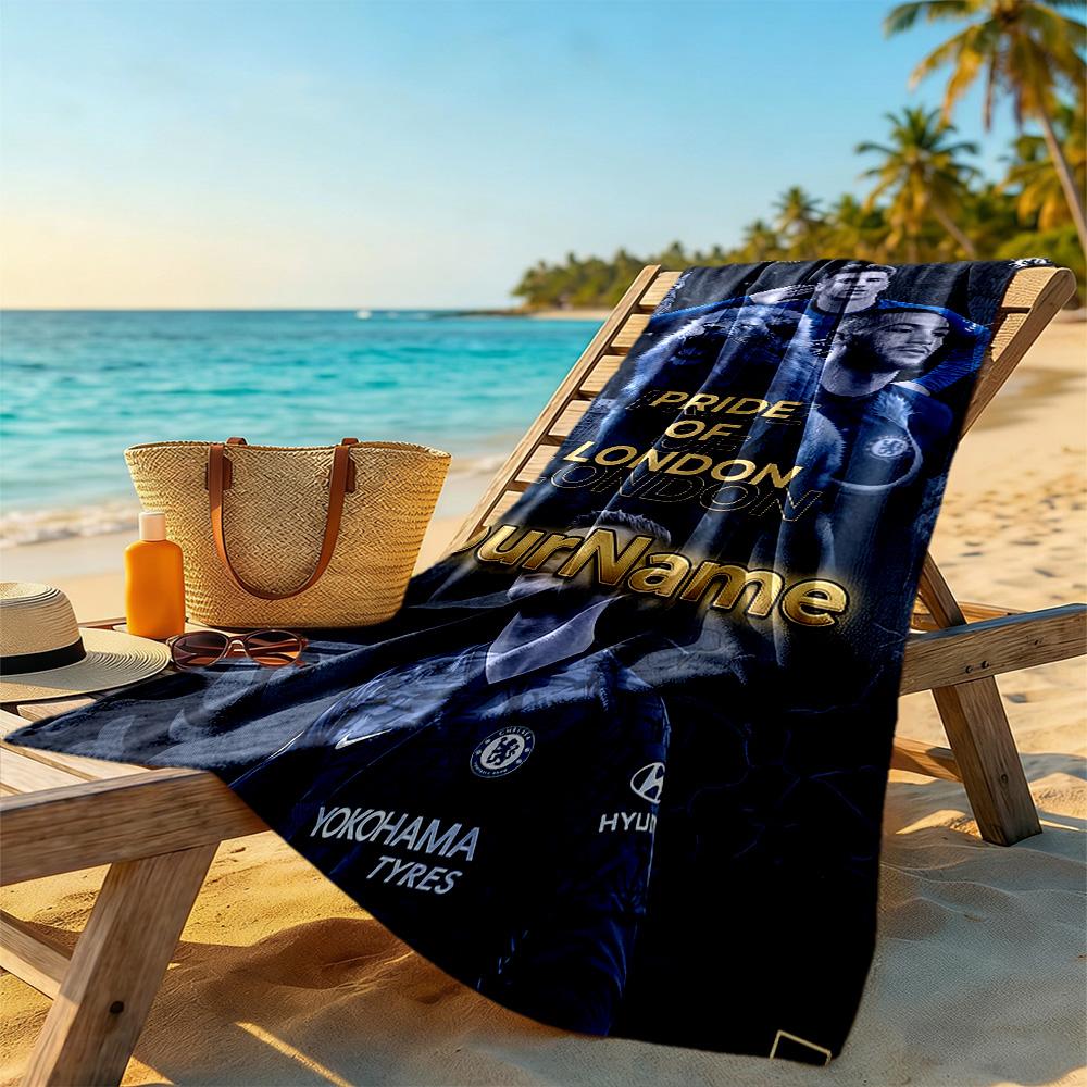 Chelsea Customize Text Beach Towel Soft Durable Quick-Dry Suitable for Swimming Gym Camping Yoga Vacation
