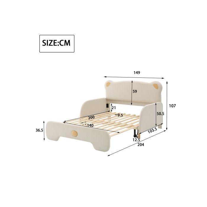 Lit double en forme d'ours - MUVOE - Beige - 140x200 cm - Velours