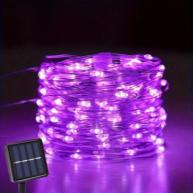 1 шт. Светодиодная гирлянда на солнечной батарее, уличная медная проволока, гирлянда с огоньками, декоративное освещение для свадьбы, праздника, фестиваля, сада, двора