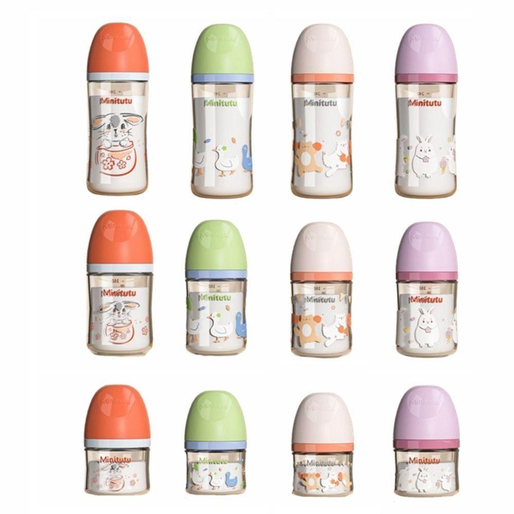 Cartoon Newborn Glass Bottle Wide Mouth Baby Milk Bottle Baby Feeding Bottle  Infant Feeding