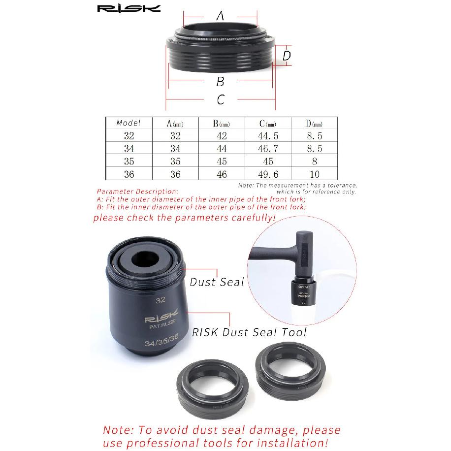 Risk Front Fork Dust Sealed Parts 32 34 35 36mm Bike Bicycle Suspension Front Fork Dust Sealing Ring Repair Parts Accessories