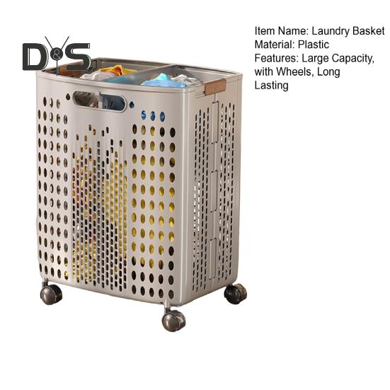 Корзина для белья с колесами, большая вместимость, складная конструкция, корзина для хранения на колесах с ручкой