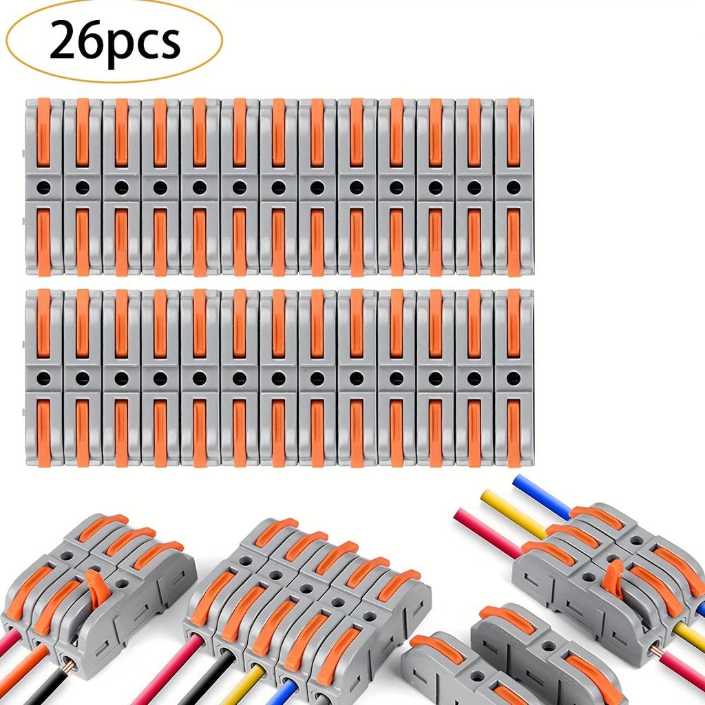 Рычажные соединители проводов, комплект из 50 линейных соединителей проводов для быстрого подключения, компактных электрических соединителей Push-in Splicing