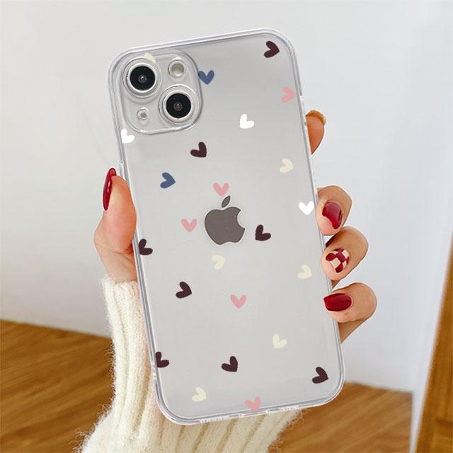 Прозрачный чехол для Apple iPhone 14 11 13 12 Pro 7 8 Plus XR X XS Max 6 6S 13Pro, силиконовый чехол для телефона Love Line Flower