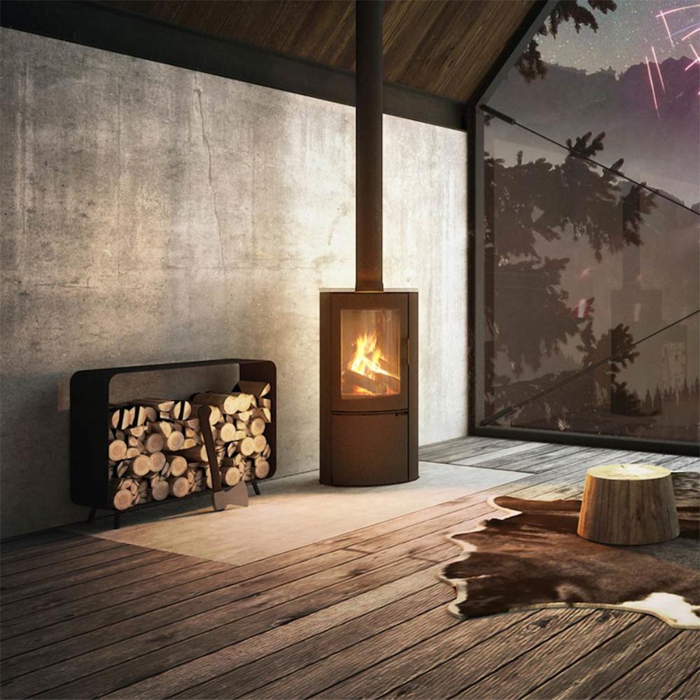 Wood burning steel-cast iron stove KRATKI AB Ø 150 8 kW black thermotec