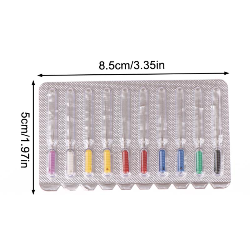 10 шт. Стоматологические нервные колючие броши Эндодонтические инструменты Корневой канал 21/25 мм Очистка Ручные файлы Ручка Стоматологические инструменты