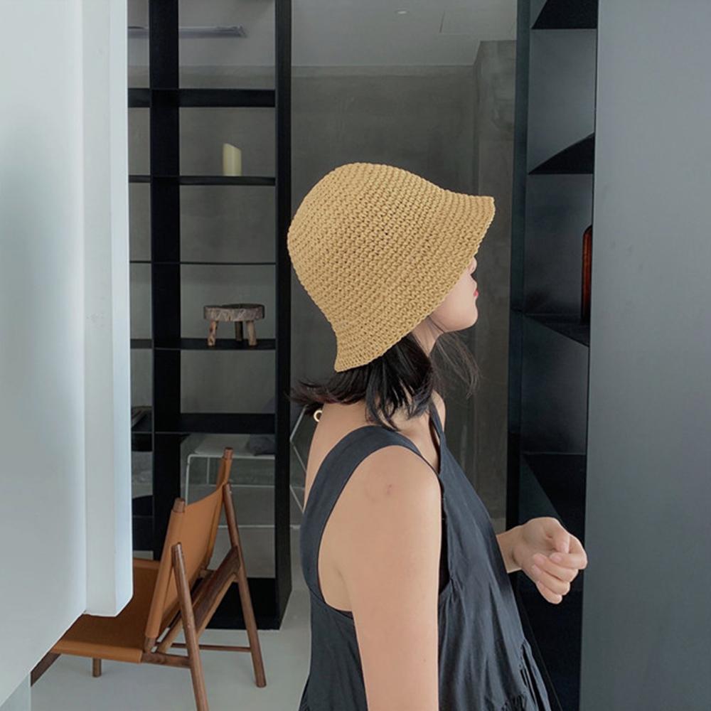 Summer Women's Fashion Vacation Sunscreen Hats Fisherman Hat Straw Beach Hat Hand-woven Bucket