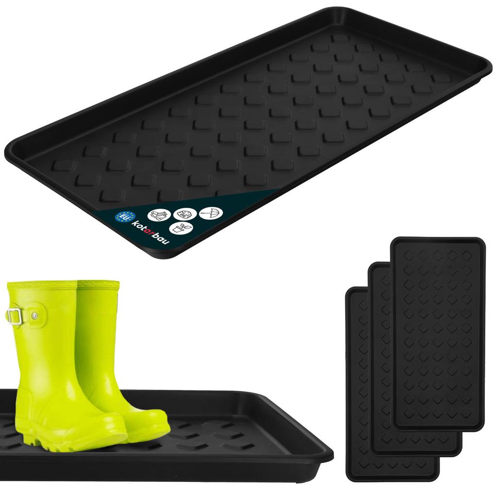 KOTARBAU® Narrow Shoe Drainer Mat for Hallway Wardrobes Black 71.6 x 34.8 cm Set of 3