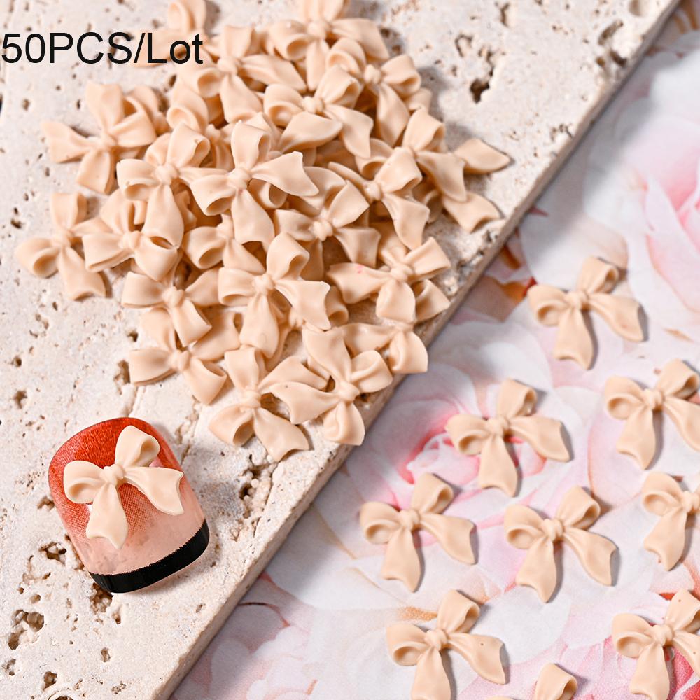 50/100 шт., розовые, белые, кавайные, бантики для ногтей, 3D, смоляные, бантики, плоские, для ногтей, 8*10 мм, стразы для дизайна ногтей, украшения #галстук-бабочка