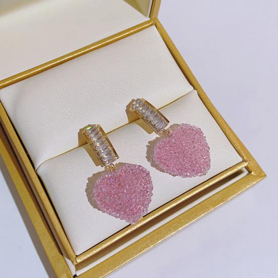 1 Pair Dangle Earrings Shiny Cubic Zirconia Sweet Geometric Anti-fade Decorative Birthday Gift Women