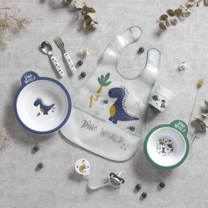 Bavoir bebe avec recuperateur Dinosaure