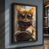 Animal Wall Art, Nordic Cool Skateboard Cat Street Style Canvas Painting, Trendy Poster Print for Bedroom Living Room Wall Decor