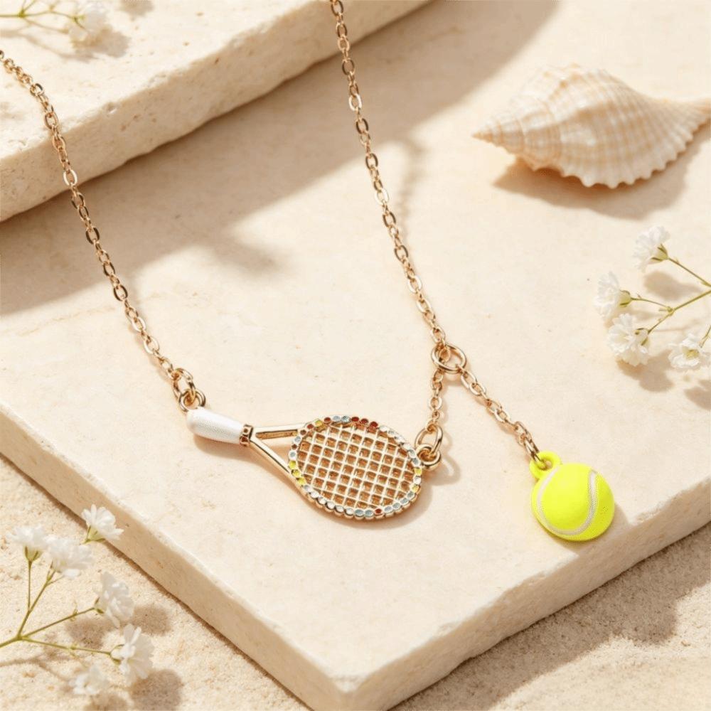 Openwork Design Racket Pendant Necklace Waterproof Sport Necklace Tennis Racket Necklace Boys