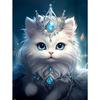 5d DIY Алмазная картина, вышитая крестом, корона, белый кот, животное, алмазная вышивка, мозаика с животными, полный круглый дрель, домашний декор