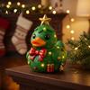 Desktop Christmas Tree Ornaments Duck Figurine, Resin Sculpture for Holiday Home Decor, Cute Party Table Centerpieces with Festive Elements