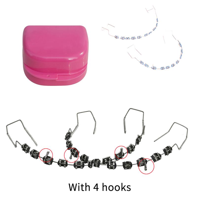 1 пара временных украшений для зубов в коробке с 4 крючками с металлической проволокой, разноцветные металлические скобки, лигатуры, стоматологический материал