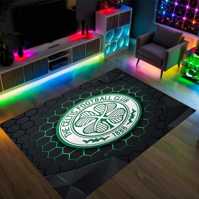 Celtic FC Design Crystal Velvet Carpet Cozy Non?Slip Printed Rug For Bedroom Living Room Entrance