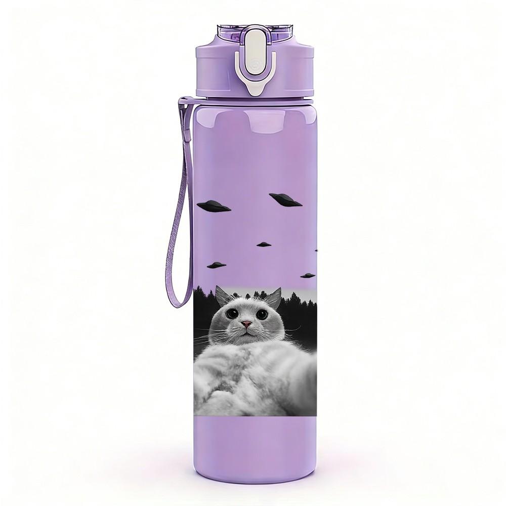 1PC Relaxed Sloth Monochrome 750ml Color Plastic Sports Water Bottle Leakproof Flip Straw Lid Suitable for Sports Office Home Use