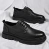 Leather Shoes Men's Summer Breathable Casual Men's Shoes Thin Hollow Black British Trend 2025
