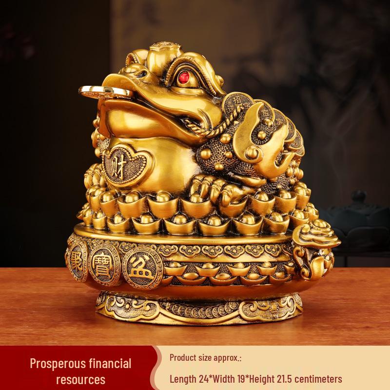 Golden Cicada Treasure Pot Toad Ornament - Three-Legged Resin Craft for Living Room or Storefront Opening Gift.