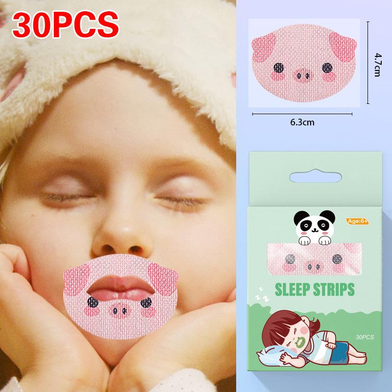 30Pcs Cartoon Anti-Snoring Stickers for Kids Sleeping Closed-Mouth Breathing Correction Nose Shaping Orthosis Tape 'Shut Up'