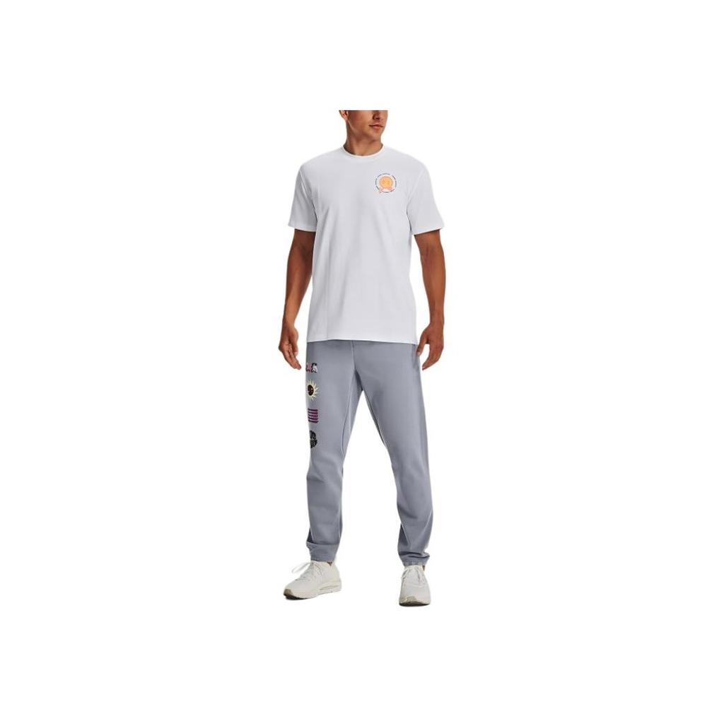 Under Armour Back Graphic Print Round Neck Short Sleeve T-Shirt Men Tops White 1373998-100