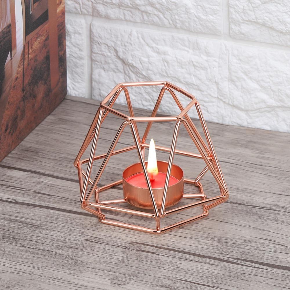 3.15x3.74in Geometric Candle Holder Wrought Iron Votive Candle Holder Tabletop Display