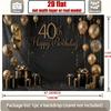 2D Черно-Золотой Счастливый 40-й День Рождения Фон Воздушные Шары Конфетти Баннер для Вечеринки