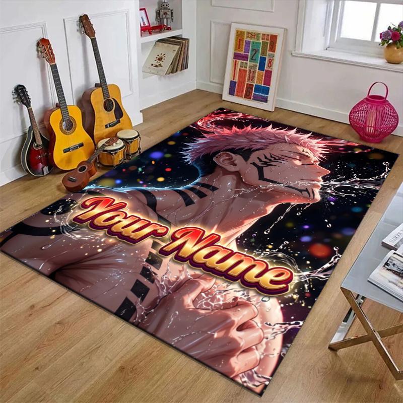 Sukuna Design Area Rug Personalized Name- Non-Slip, Soft & Cozy Floor Mat for Living Room, Office - Indoor/Outdoor Carpet