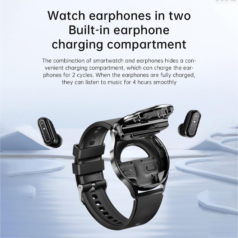 2025 New NFC Headset Smart Watch TWS Two In One Wireless Bluetooth Dual Headset Call Heart Rate Monitor Sports Music Smartwatch