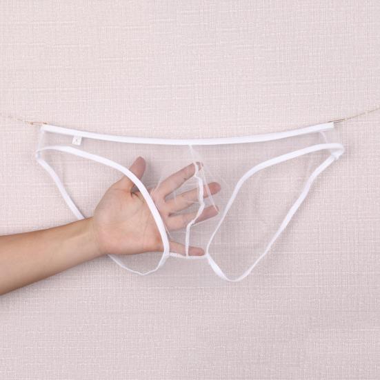 Мужские сексуальные прозрачные сетчатые однотонные трусы-стринги с Т-образной спинкой и низкой талией