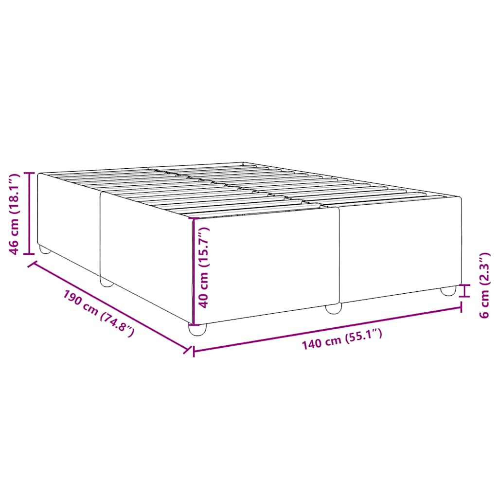 Bed Frame without Mattress Black 140 x 190 cm Fabric