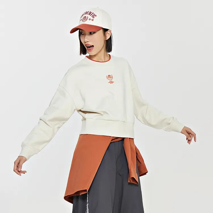 Kappa Sweatshirts Women's Birch White-0114 Crew Neck Moderate Regular (Unisex) Sweatshirts K0E22WT02