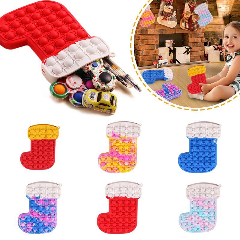 Рождественский чулок Поп Ит Фиджет Игрушка Ярких Цветов И Приятных Звуков Для Детей