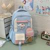 Blocked Fashion Color Letter Pattern Backpack With Compartment Transparent