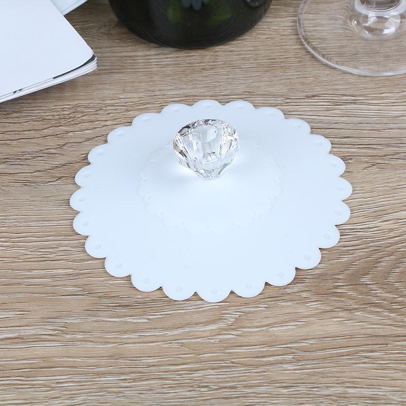 1 шт. Силиконовая пылезащитная стеклянная крышка для чашки с бриллиантом, крышка с присоской для кофейной кружки